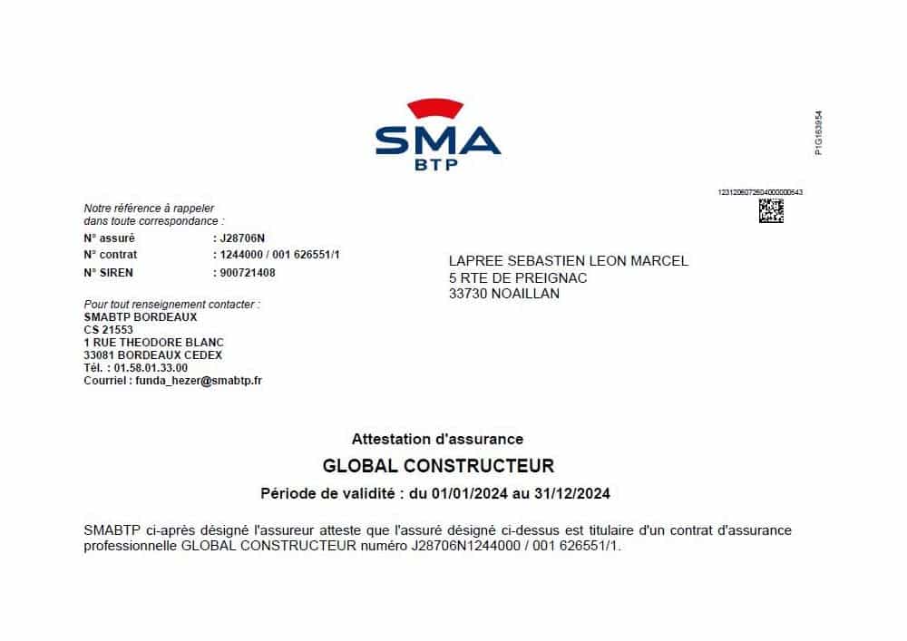 Pompe a chaleur climatisation panneaux photovoltaique - Bazas Langon Podensac - CEC Energies - Attestation Standard Lapree Sebastien